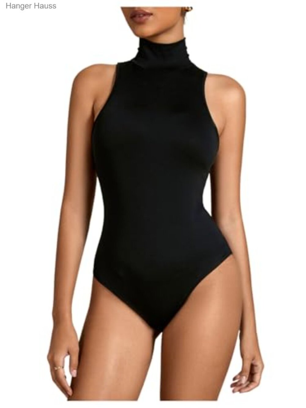 Women's Mock Turtle Neck Sleeveless Tank Top Bodysuit